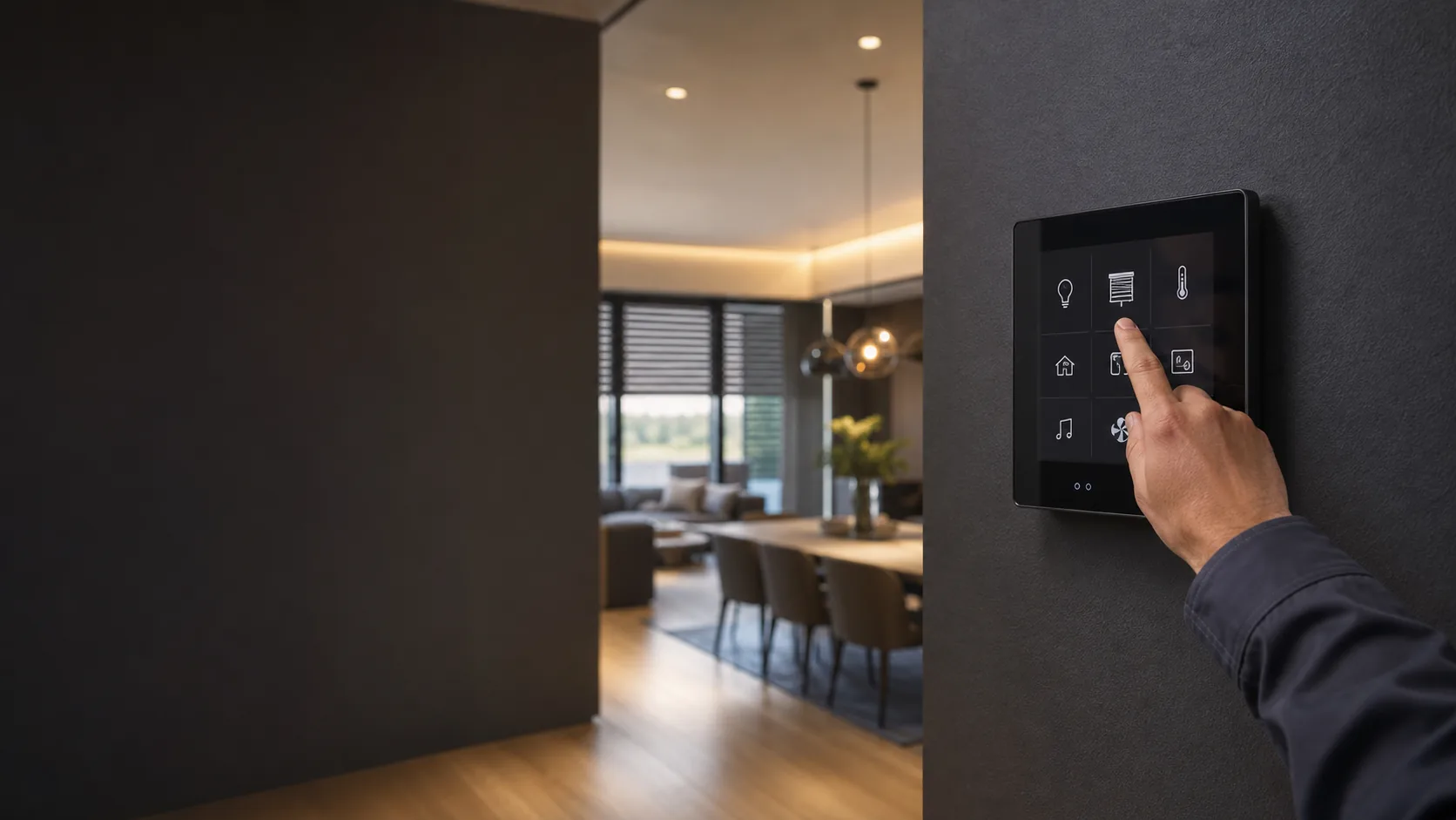 KNX išmanūs namai valdomi sieniniu pastato automatikos ekranu