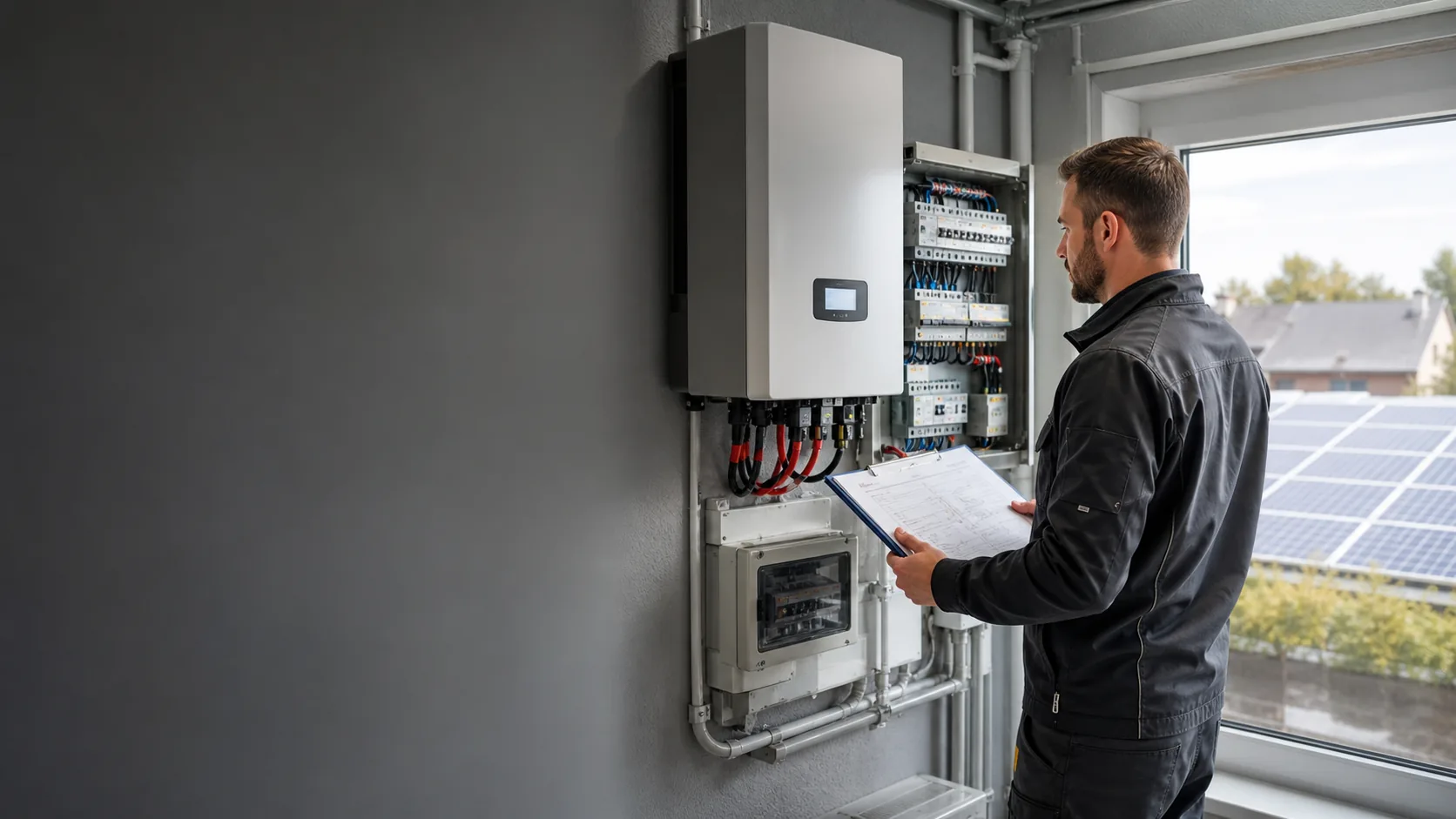Saulės elektrinių pridavimas tikrinant inverterį ir dokumentus