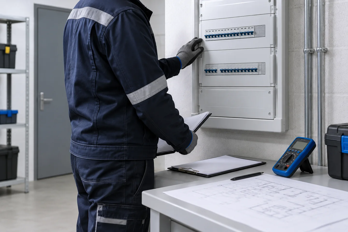 ESO rangovo aktas rengiamas tikrinant elektros skydą ir techninius dokumentus